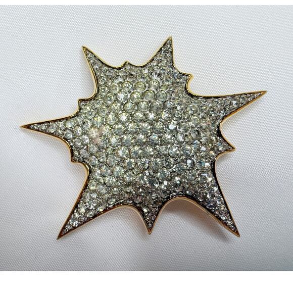 Vintage Jomaz Pavé Rhinestone Supernova Starburst Brooch Pin - Picture 1 of 9